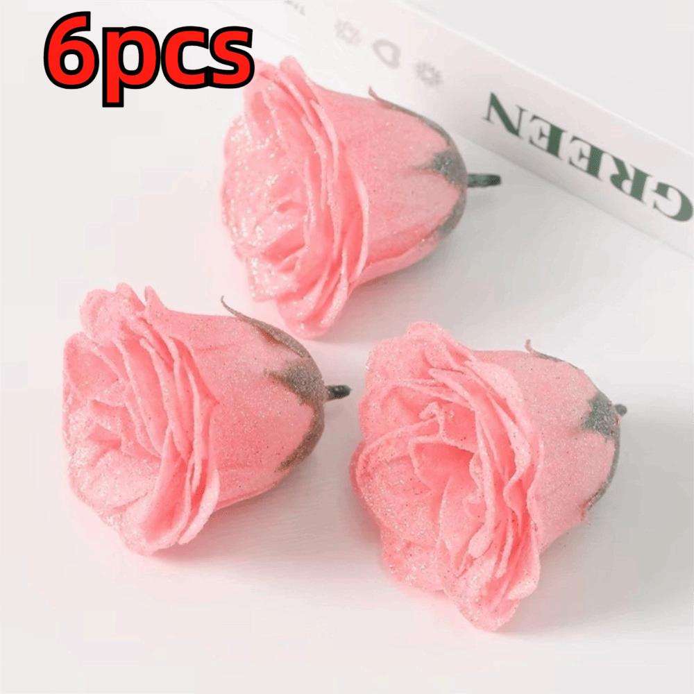 

New Crystal Rose Artificial Flowers Head 7cm DIY Gold Powder Flower Heads Fake Flower Heads світло-рожевий колір