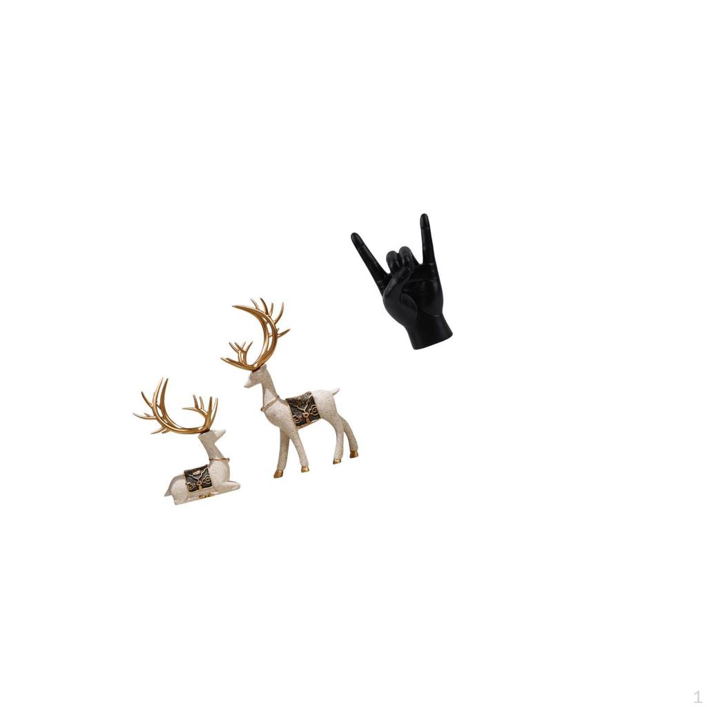 Reindeer And Hand Gesture Statue Set Creative Deer Sculpture Ornaments for Living Room