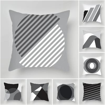 Federa per Cuscino Geometrica Bianca e Nera Grigia Soggiorno Ufficio Divano Cuscino Decorazione Casa Nordica Pelle di Pesca