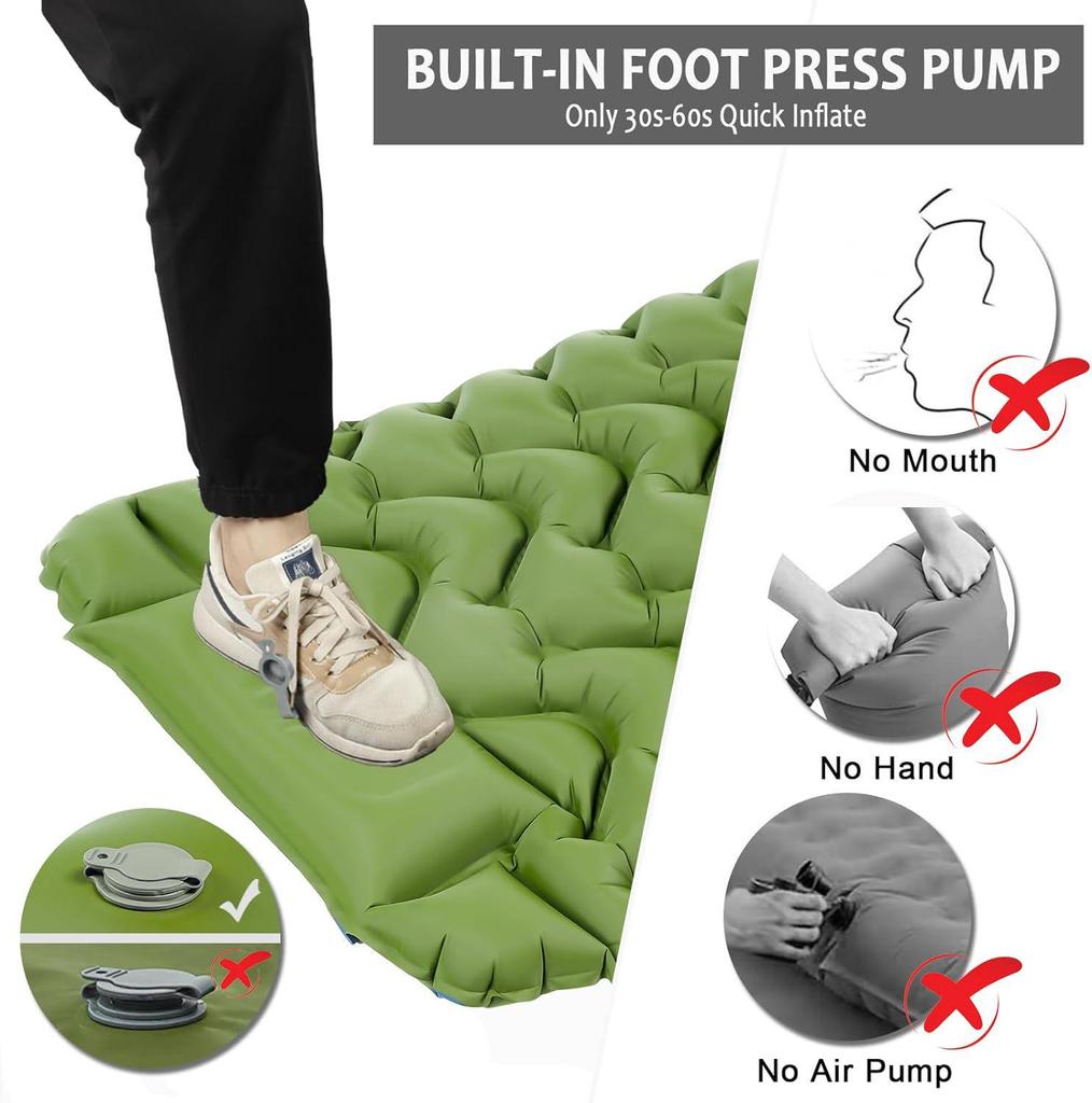 Portable Foot-Pump Inflatable Camping Mattress - Outdoor Tent Sleeping Pad