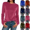 Women's Color Neck Long Sleeve Loose Fit Pullover Top