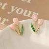 Geometric Green Retro Korean Square Earrings for Women
