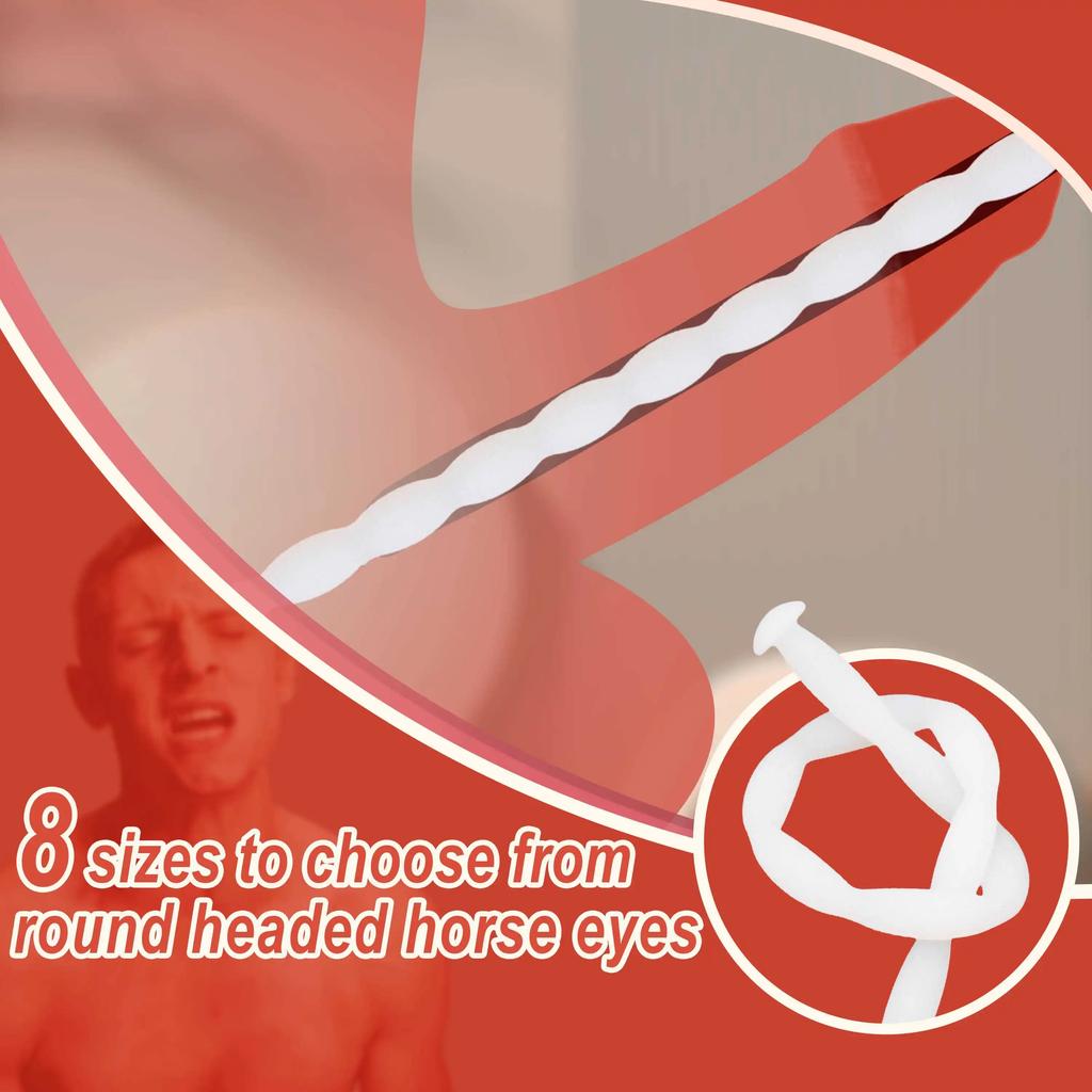 Silicone Wave Horse Eye Stick White Urethral Dilator Sextoys SM Penis Plug Men Urethra Masturbation Stimulator Adult Supplies