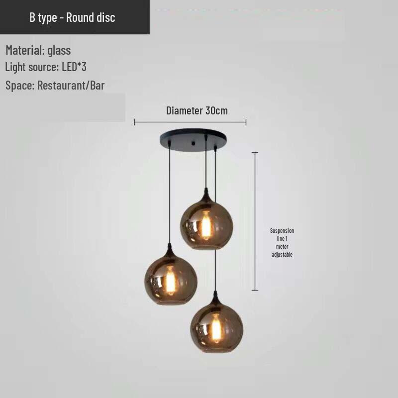 Modern Multi-Head Glass Chandelier Pendant for Dining Room