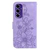 For Samsung Galaxy A16 5G/A16 4G Case Lily Flower Imprint Leather Phone Cover with Stand