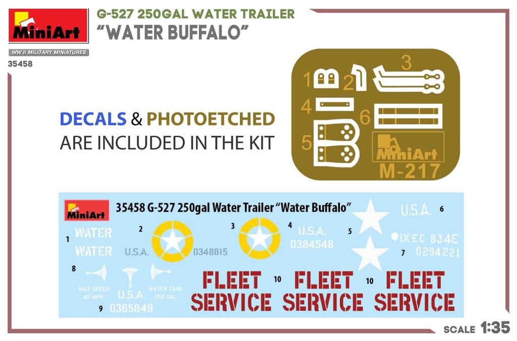 MiniArt 250 Gallon Water Trailer Plastic Model Kit MA35458 1/35 G-527 "Water Buffalo"
