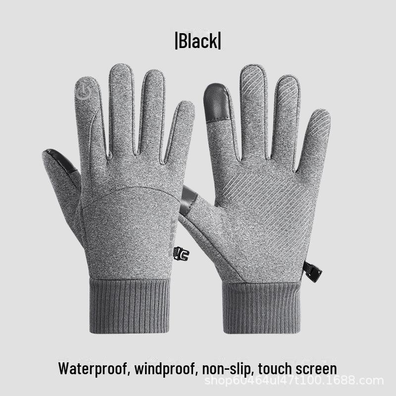

Женские и мужские зимние перчатки для велоспорта с сенсорным экраном — теплые, с бархатной подкладкой, ветрозащитные, для студентов и любителей спорта на открытом воздухе Switch, One Size светло-серый