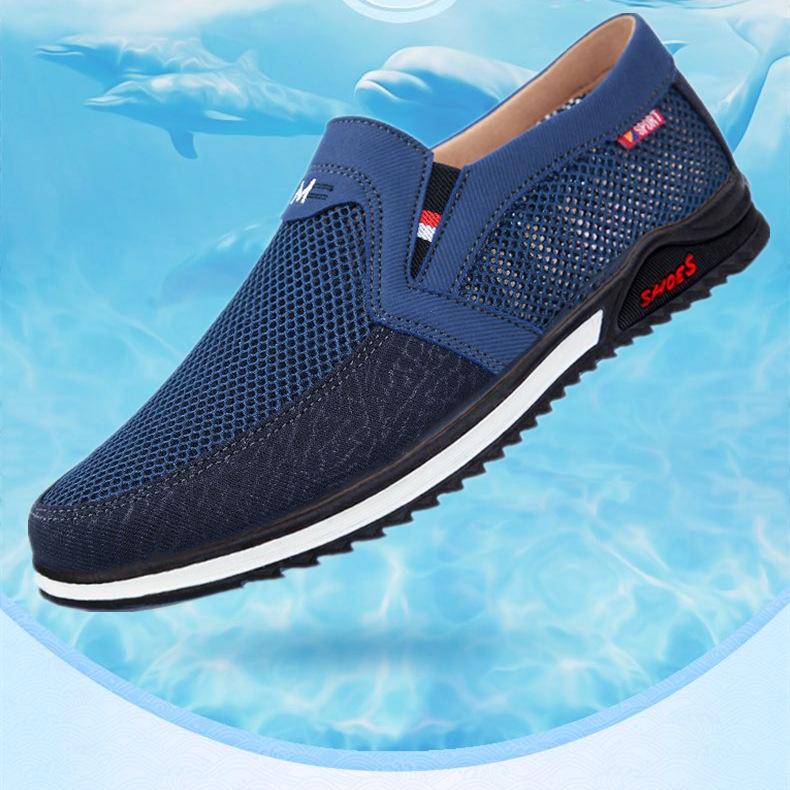Mesh-Schuhe für Herren, Frühling und Sommer, ausgehöhltes Mesh, alte Schuhe, Papa-Schuhe, ein Fuß, Steigbügel, bequeme, einfache Stoffschuhe, lässige Herrenschuhe