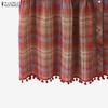 ZANZEA Women Plaid Print Summer Casual V-Neck Sleeveless Straps Camisoles Dresses