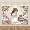 My First Holy Communion fabric background God bless baptism Baptism Crucifix chalice gold sequins photography Studio props4963