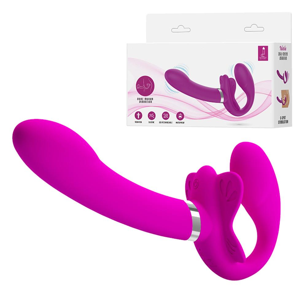 Strapless Strap-On Double Ended Vibrator for Women 12 Speeds G-point Stimulate Wearable Dildo for Lesbian Couples Adult Sex Toys