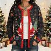 Women's Christmas Print Cardigan Long Sleeve Open Front Jacket for Holiday Party and Everyday Wear