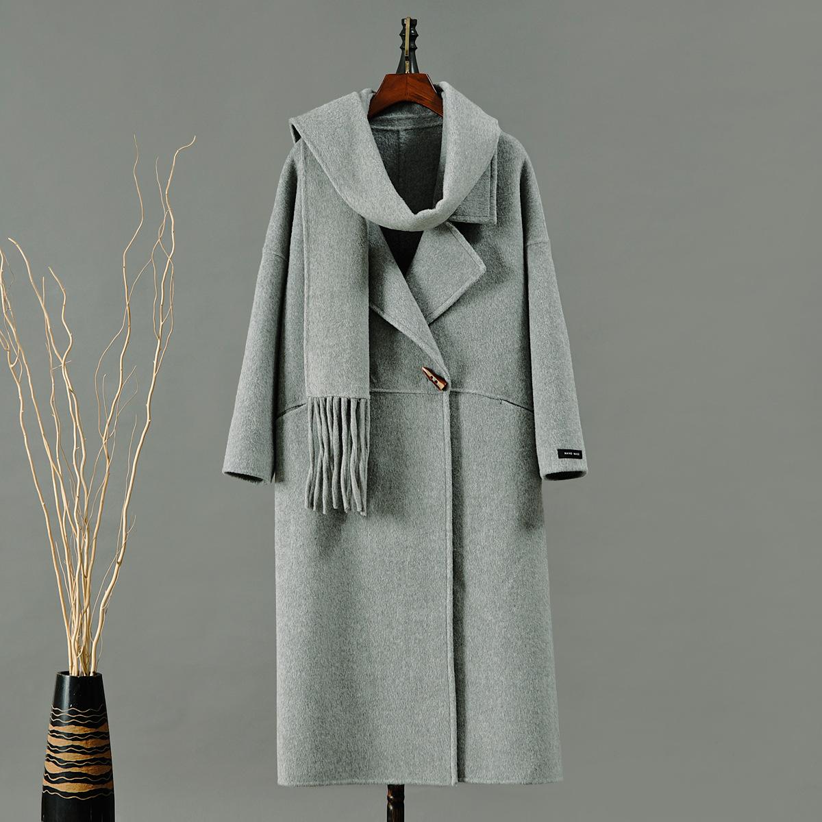 

Новое двухстороннее шерстяное пальто длинное корейский стиль свободное повседневное длинное шерстяное пальто S