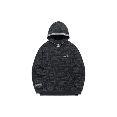 Colaboração Li Ning X Bruce Lee Série Kung Fu Ajuste Solto Estampa Total Bordada Moletom Casual Pulôver Masculino moletons Preto AWDTC77-3