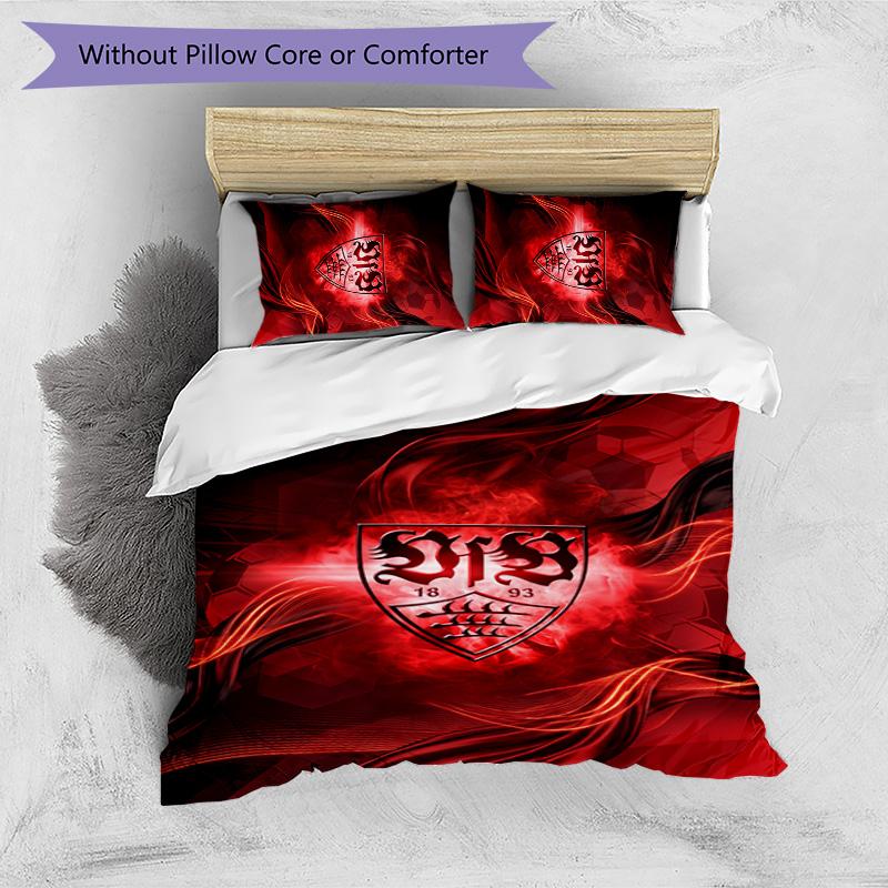 Set Lenzuola Stampato Calcio VfB Stuttgart 3 Pezzi, Comodo Set Copripiumino per Camera da Letto Amico della Pelle