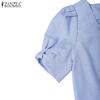 ZANZEA Women Casual Square Collar Short Sleeve Summer A-line Dress