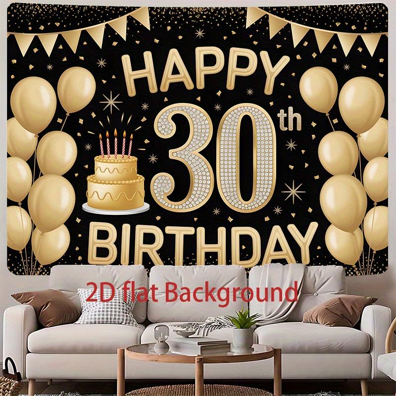 1pc Birthday & Wedding 30th Gift Box Cake Large Party Banner Golden Polyester