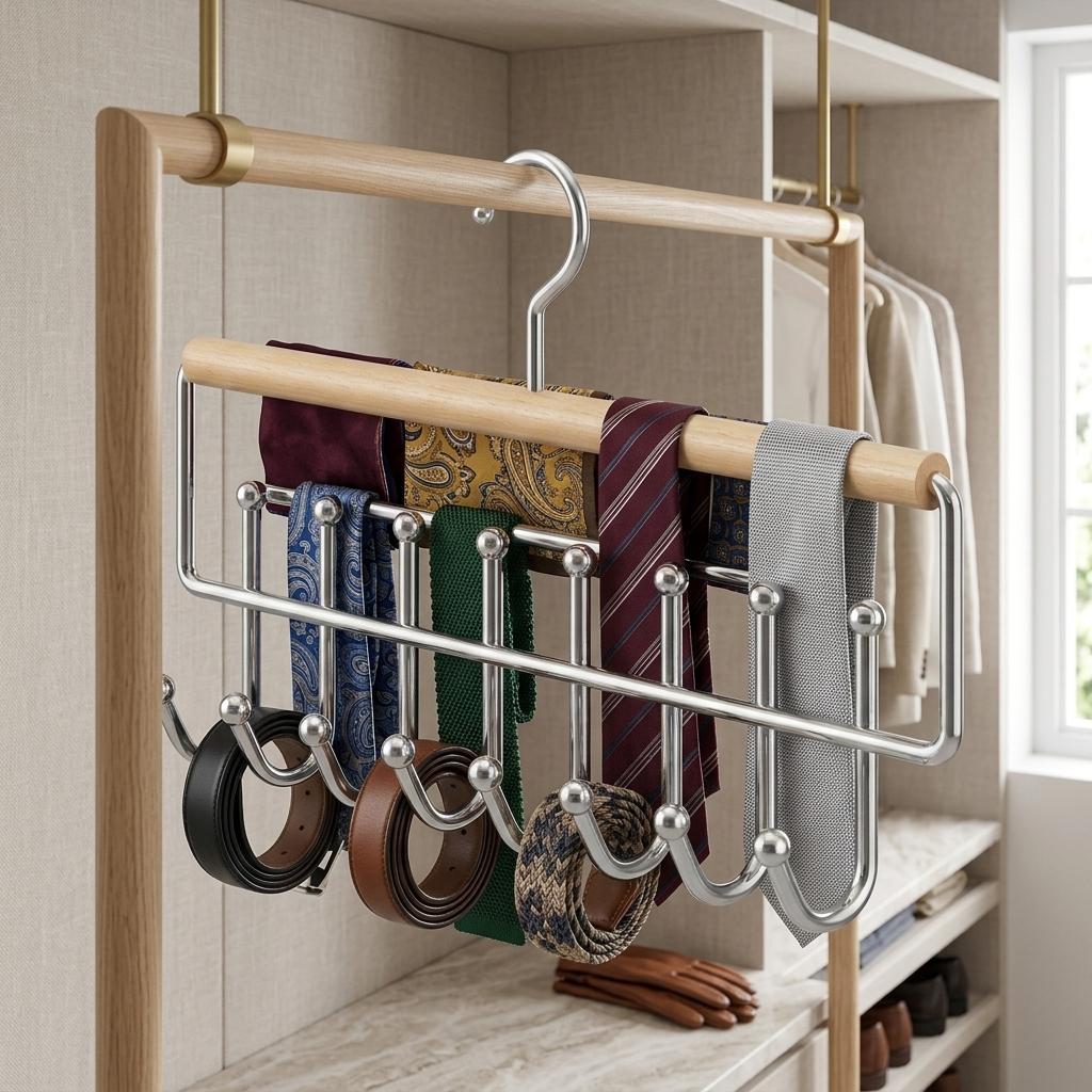 Solid Wood-Wave Multi Functional Hanger Underwear Vest Dormitory Storage Hook For Standard Wardrobe-Rod
