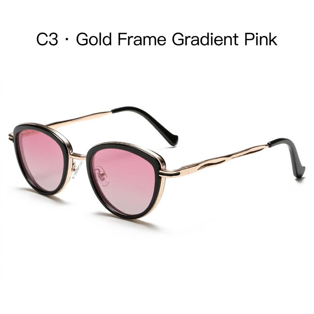 Cat Eye Polarized Sunglasses For Men Women, Uv400 Protection Tac Lens Trendy Metal Frame Sun Glasses For Driving Travel Style