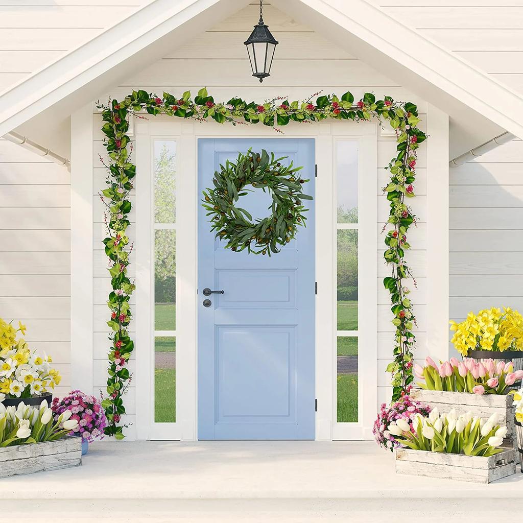 Olive Branch Wreaths Garlands Artificial Olive Beans For Front Door With Olive Leaves Greenery Wreath Festival Garland