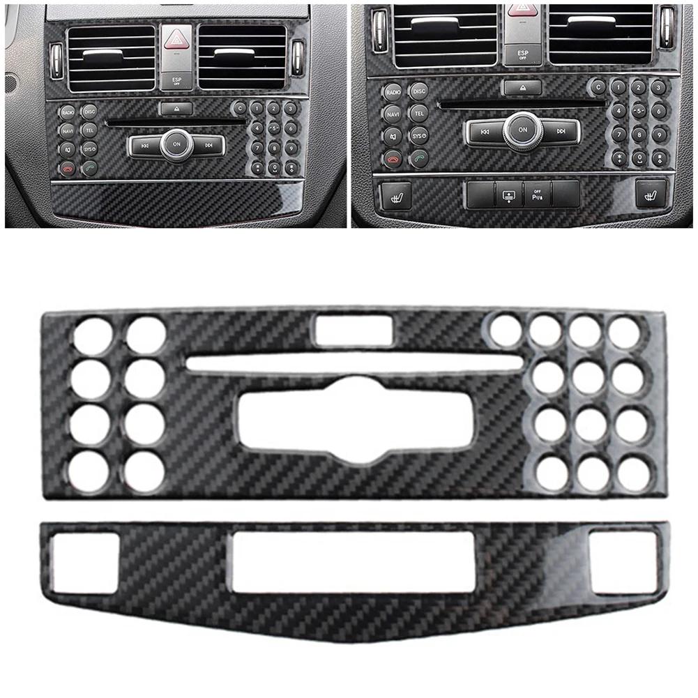 Car Center Console Air Conditioner CD Panel Cover Trim For Mercedes Benz C Class W204 C200 C260 C300 C180 2007-10 Carbon Fiber