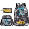 Large Capacity Schoolbag with Shoulder Strap; Student Three-piece Pencil Case Set