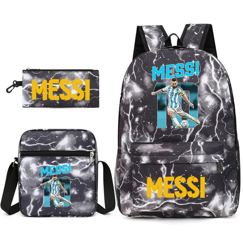 Large Capacity Schoolbag with Shoulder Strap; Student Three-piece Pencil Case Set