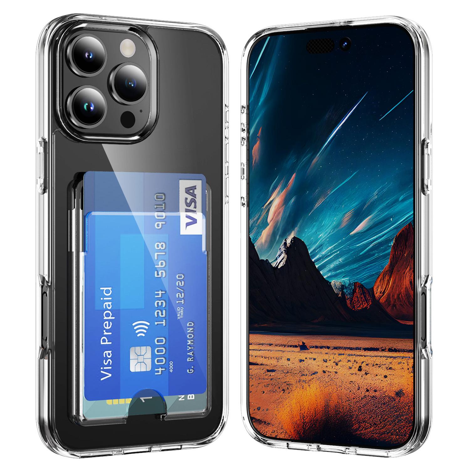 

For iPhone 16 Pro Max Clear Case TPU+PC+Acrylic Cell Phone Case with Card Holder A