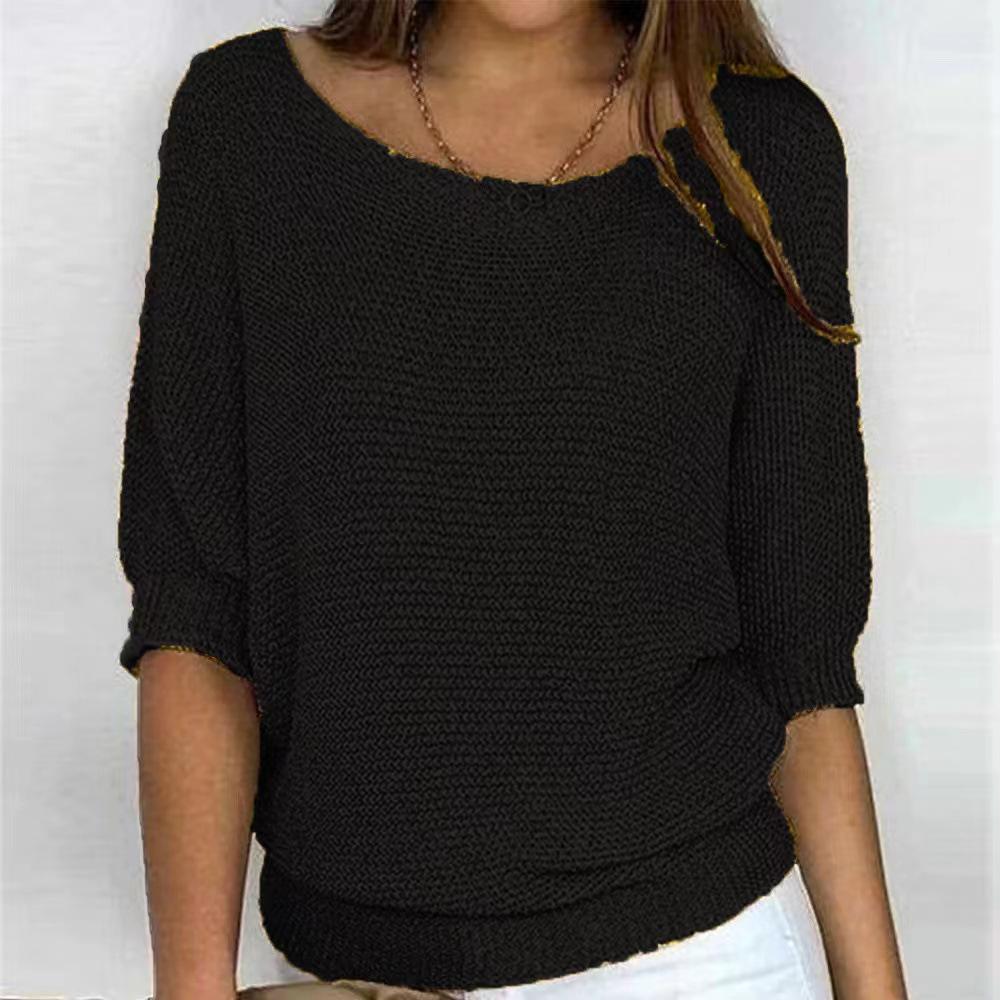 Solid Color Off-the-Shoulder Chunky Knit Batwing Sweater - Available in Multiple Colors