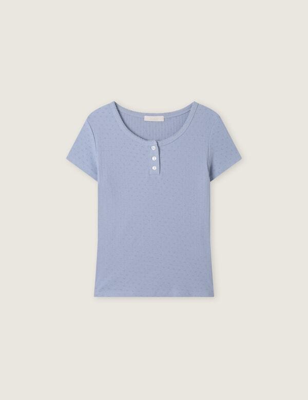 ROEM Henley Neck Short Sleeve T-Shirt Rmhwg26Rt6