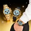 Relógio Masculino Dourado 39mm Movimento VK63 Cronógrafo Vidro de Safira Não Luxuoso À Prova D'água para Homens de Negócios