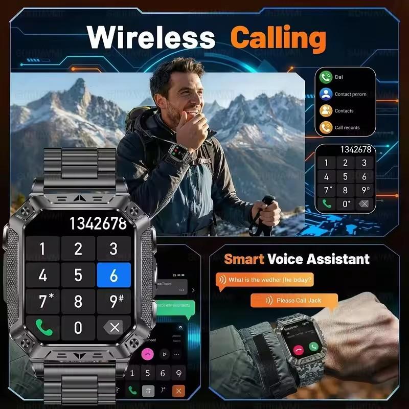 2026 Upgraded Men 1400mAh Battery Capacity GPS Heart Rate Flashlight BT Call 10ATM Waterproof AMOLED HD New Smart Watch Smartwatches