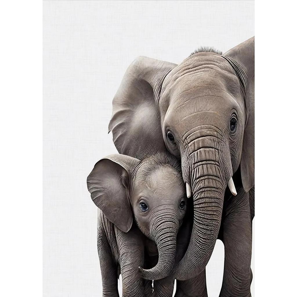 Animal and Their Cute Baby Poster Lion Elephant Koala Bear Owl Fox Canvas Painting Wall Art Pictures for Nursery Baby Room Decor