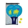 Beachball Rackets - SCHILDKROT - Yellow/Blue Neoprene Green Print - 2 Balls Ø40mm - Sealable Mesh Bag