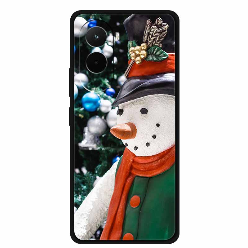 Christmas Phone Case For Poco M7 4G Case Christmas Tree Black Silicone Bumper For Xiaomi Poco M7 4G Cover PocoM7 Cartoon Coque