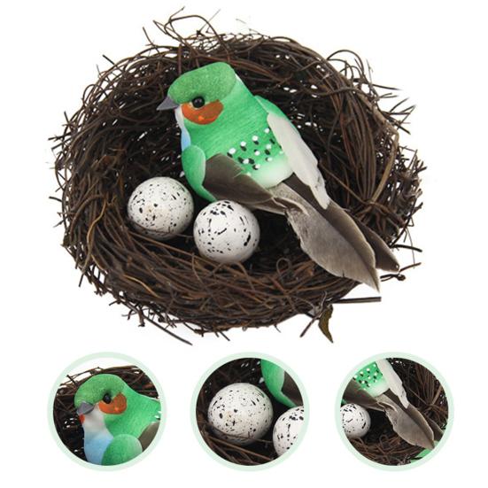 1 Set Artificial Bird Decorative Lightweight Simulation Bird Nest Set Home Decor for Courtyard Garden