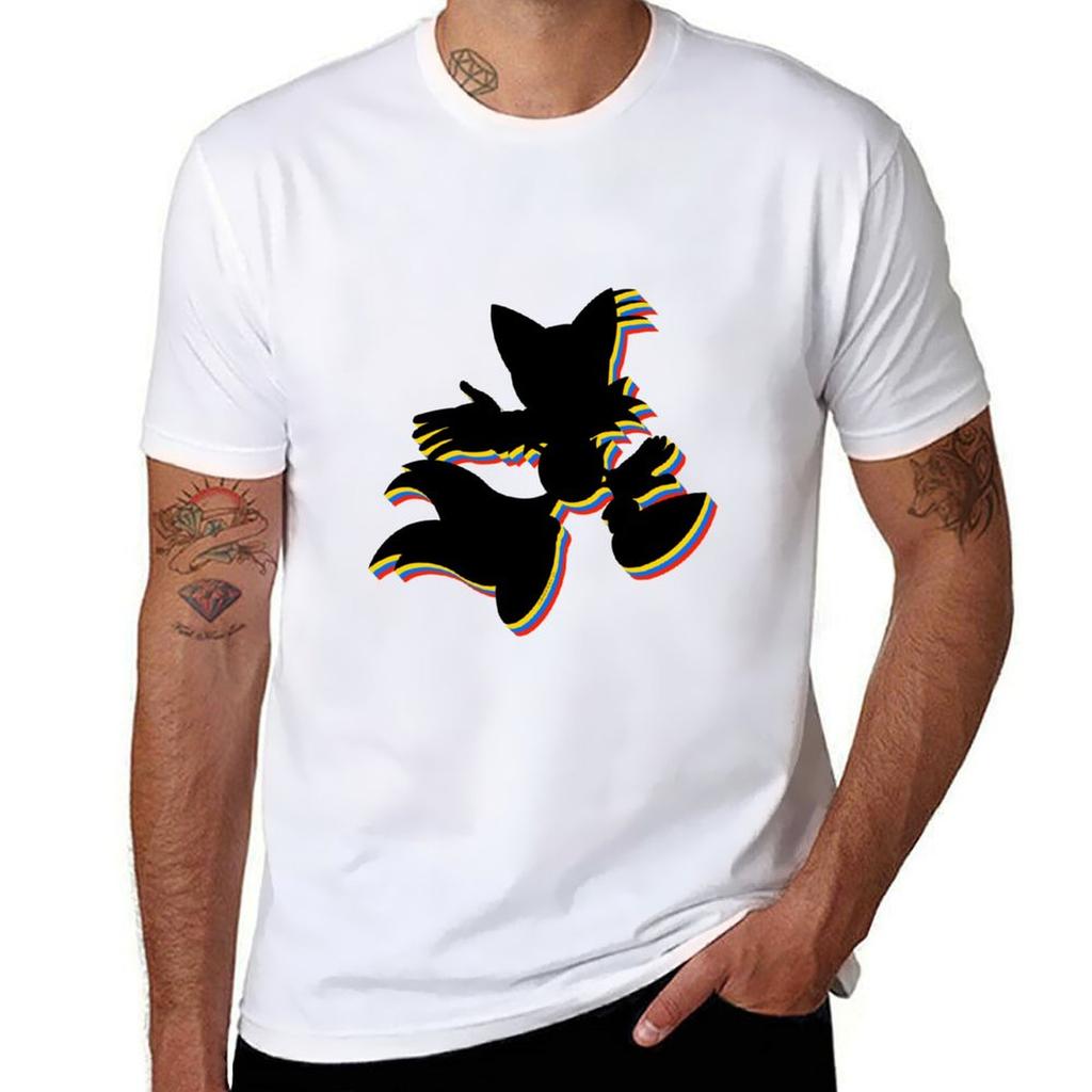 Tails Miles Prower Multi Coloured Tshirt blacks Short sleeve tee korean fashion men clothings