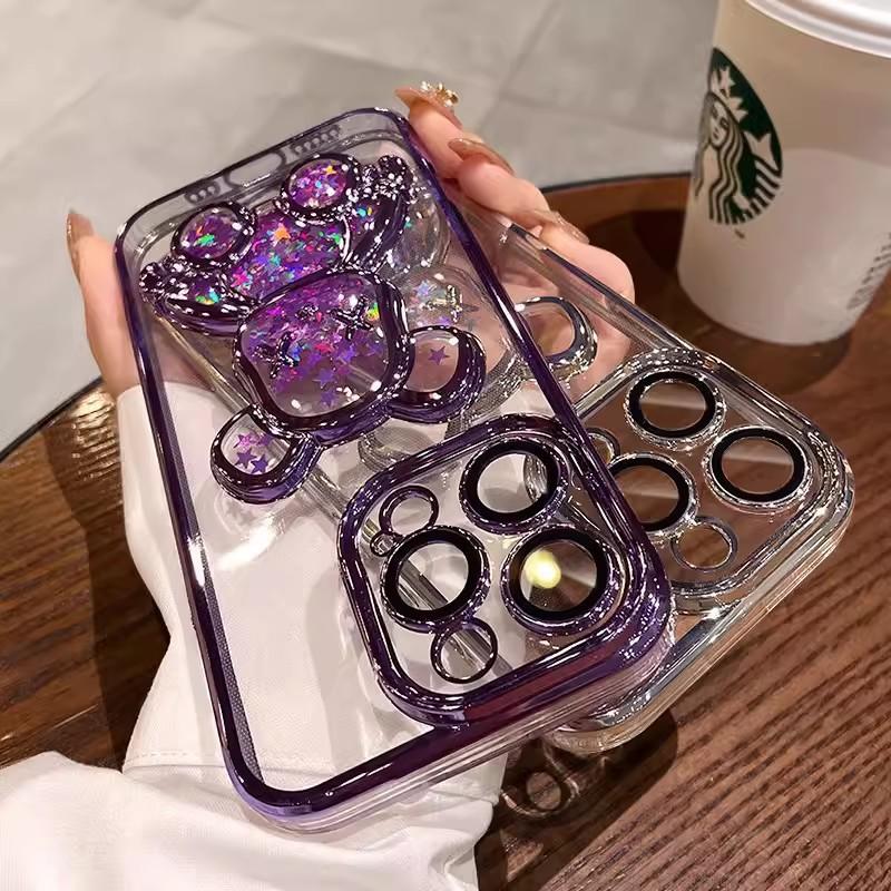 Geeignet für iPhone16 Farbverlauf Sand Violent Bear Handyhülle, Apple 15ProMax Vollabdeckung Sturzsichere 14 Schutzhülle