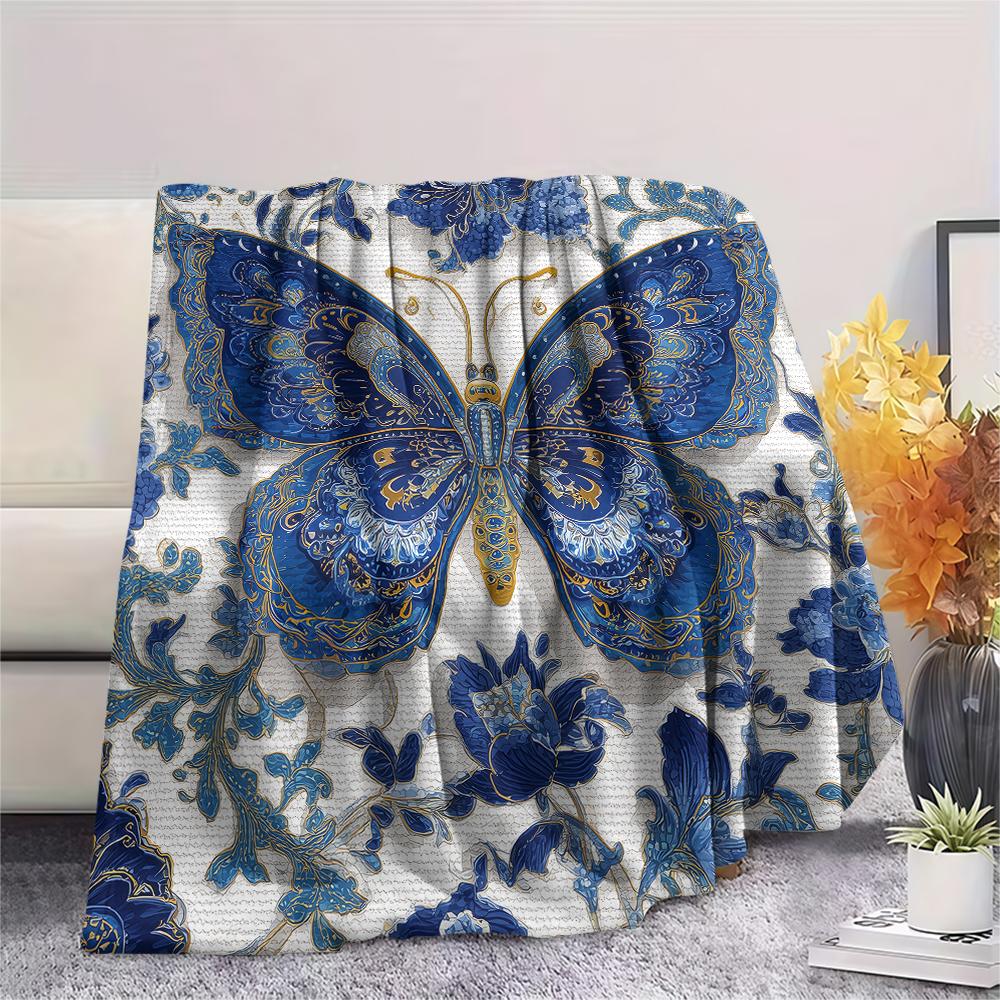puppy vintage butterfly Print Flannel Blanket,High quality Comfortable for All Seasons,Home Decor,Warmth and Comfort,Perfect for Christmas Gifts