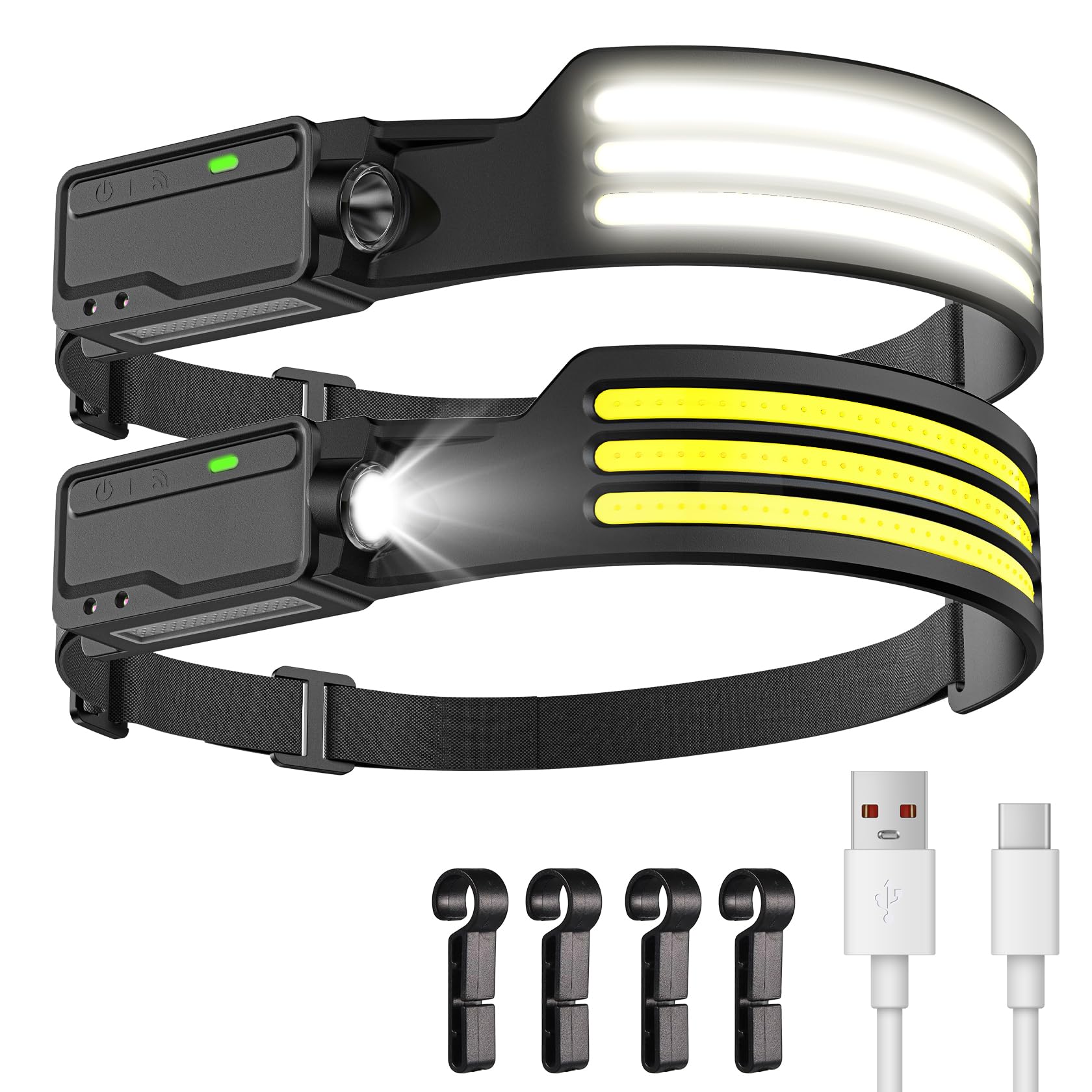 

LUTW Перезаряжаемый светодиодный налобный фонарь с COB P8 светом Широкий угол 4 режима освещения 550 лм Высокий 8 часов непрерывного света Водонепроницаемый и идеально подходит для питания и