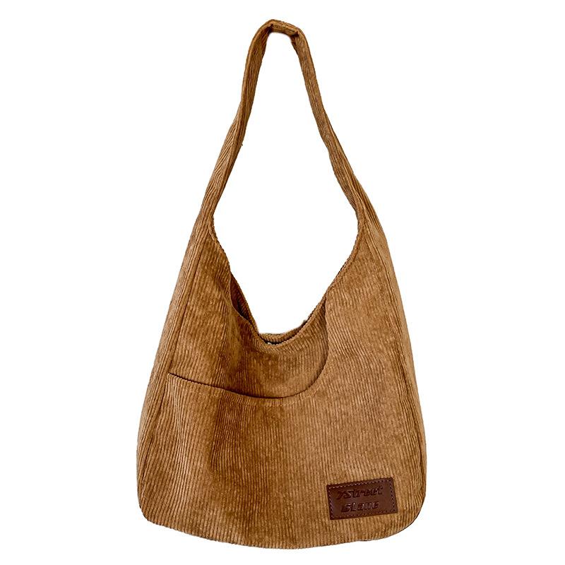 Corduroy cloth bag shoulder bag female college student class bag large capacity bag female handbag book tote bag