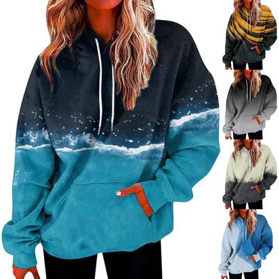 Women's Fashion Loose Casual Daily Long Sleeve Gradient Patchwork Top