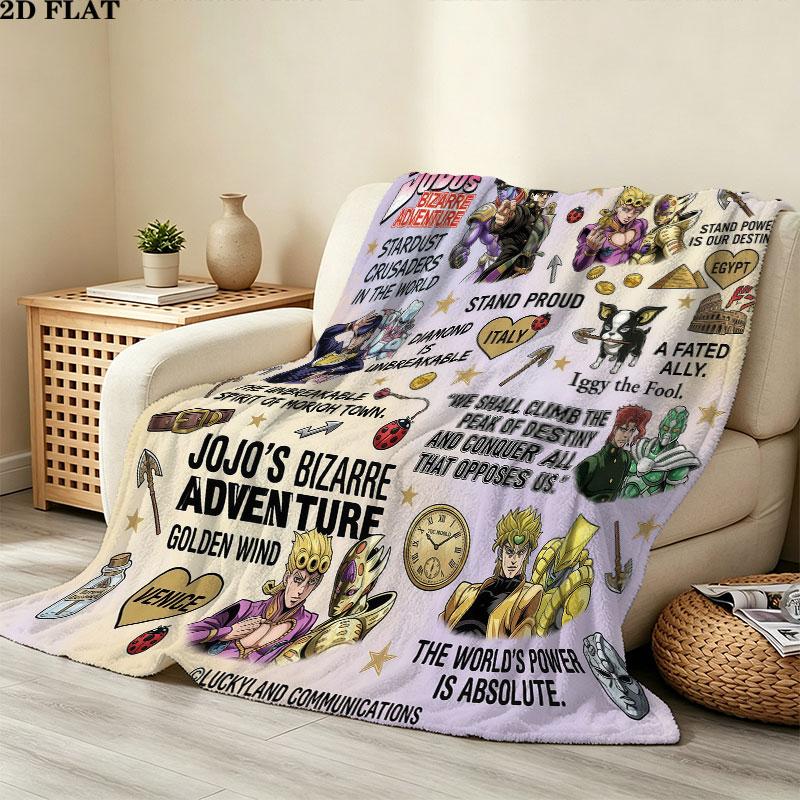 1PC Jojos Bizarre Adventure Patterned Flannel Blanket Suitable For All Seasons For Home Decor Warmth And Comfort Gifts Holiday Present