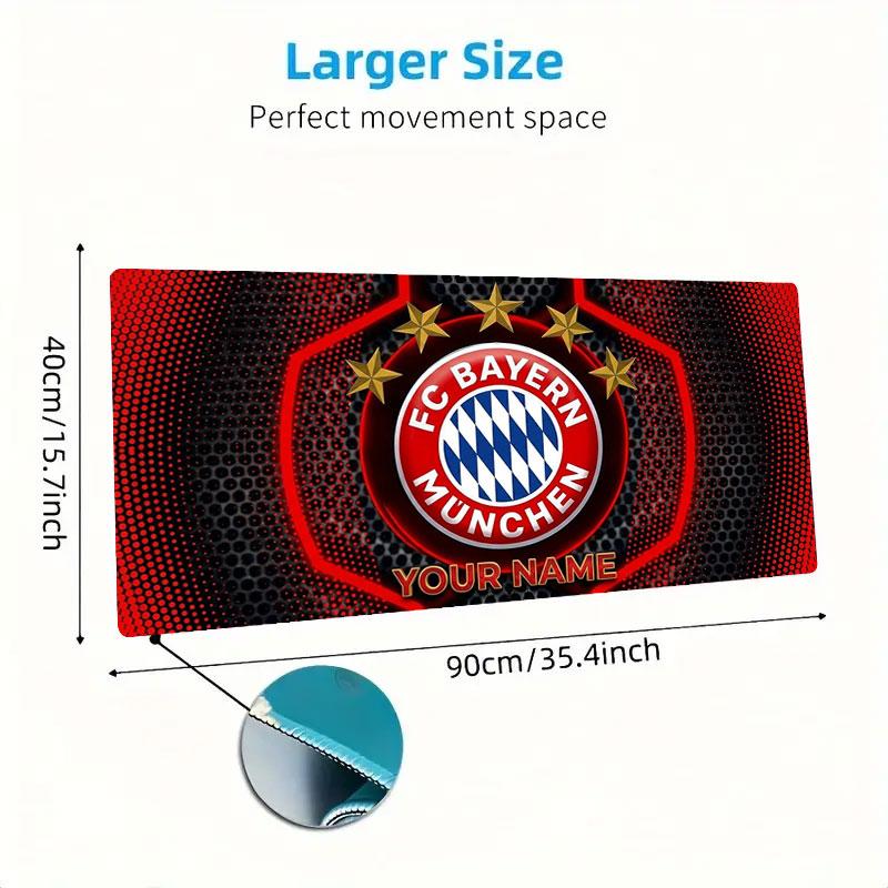 FC Bayern Munchen Custom Name Large Size Mouse Pad Large Gaming Table Cushion Non-slip Laptop Tablet Big Mousepad XXL Mat Mini PC Playmat With Lock ed