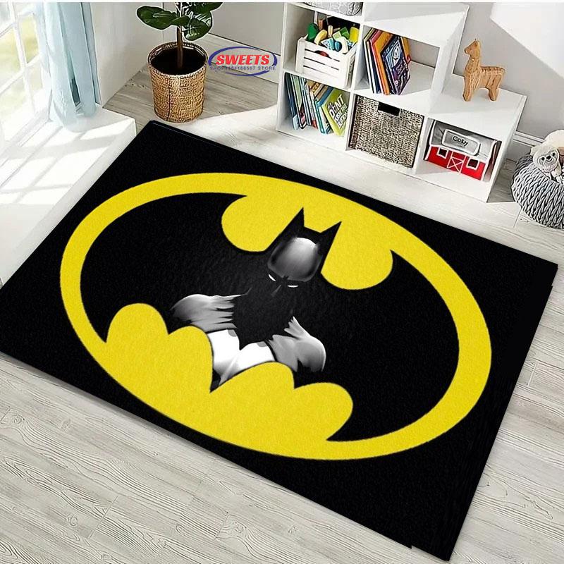 Tapis Logo DC Batman Nouvelle Sortie ! Tapis pour Salon Chambre d'Enfants, Zones de Chevet et de Bureau, Tapis Durable Lavable en Machine