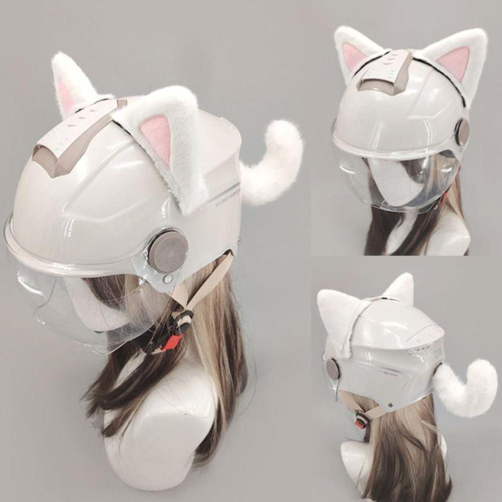 Soft Plush Helmet Cat Ear Decoration Reusable Motorcycle Helmet Decoration  Ski Helmet