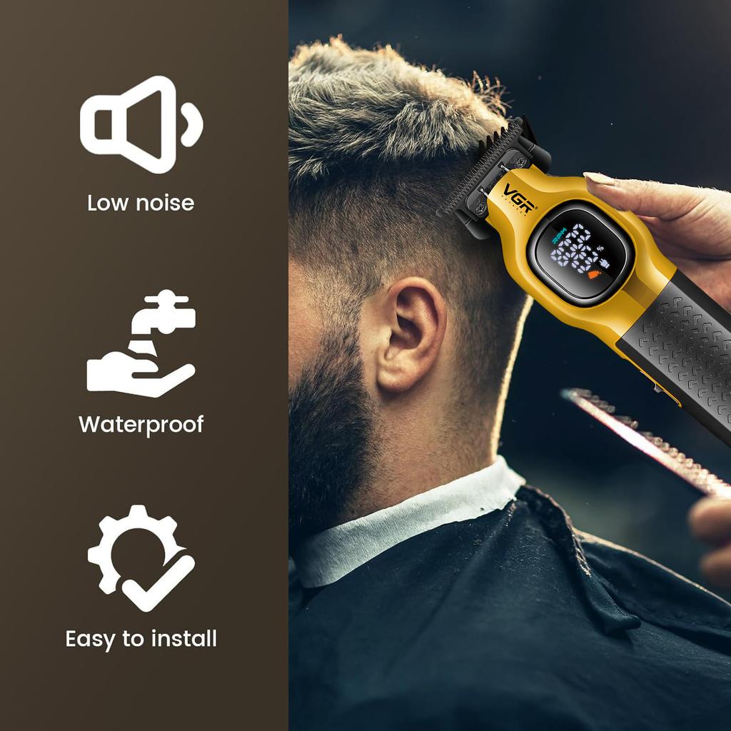 VGR V-886T Clipper Charging Base 8000Rpm Trimmer Professional Barber Rechargeable Hair Trimmer Machine for Man with LED Intelligent Digital Display