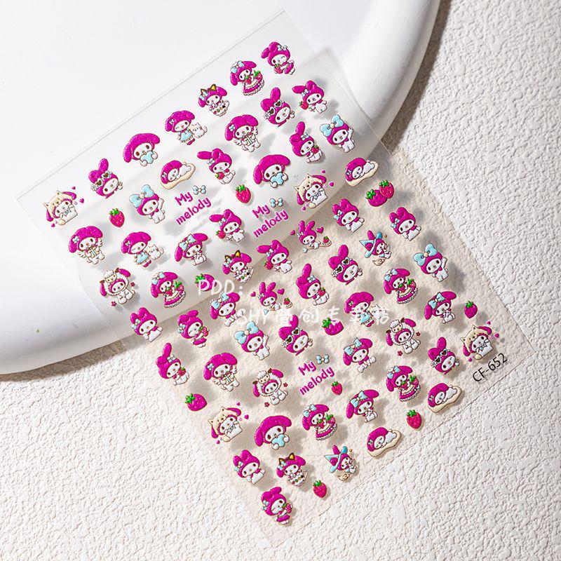 

Spring Melody 3D Nail Art Stickers: Pink Sheep & Cartoon Kitty Bow Melody [1 sheet]