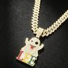 European-American Trendy Ghost Pendant: Rhinestone Hip Hop Accessory with Tongue-Out Expression