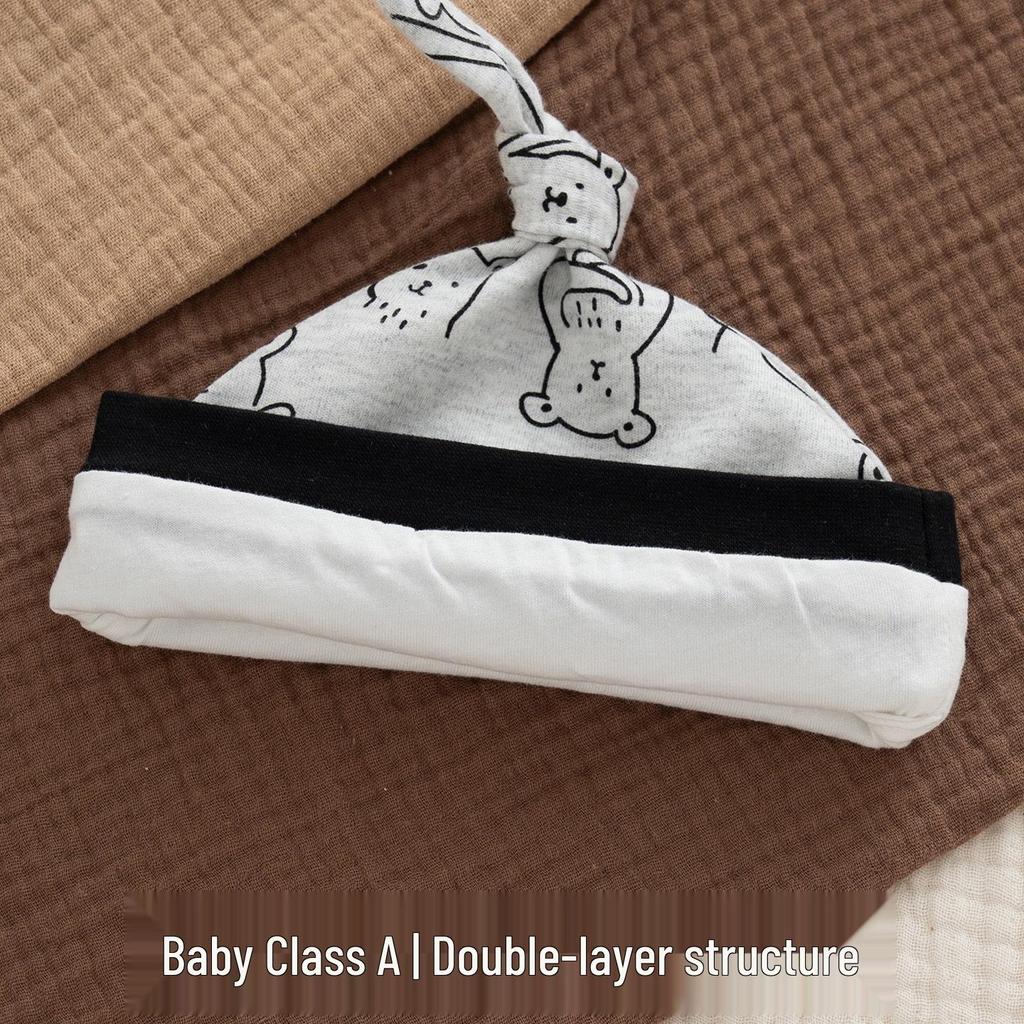 Unisex Yenidoğan Bebek Şapkası, 0-3 Ay, Saf Pamuk, Yumuşak, Çift Katmanlı, Sonbahar/Kış için İdeal